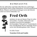 Danksagung Fred Orth