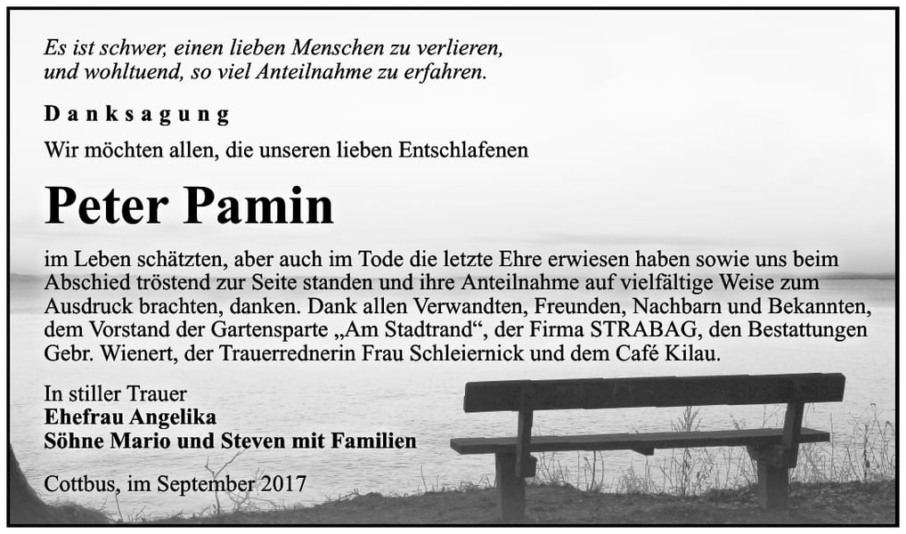 Danksagung Peter Pamin