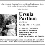 Traueranzeige Ursula Parthun, geb. Krona