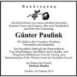 Traueranzeige Günter Paulink