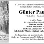 Traueranzeige Günter Paulink