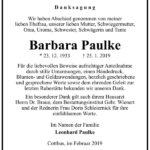 Traueranzeige Barbara Paulke