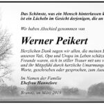 Traueranzeige Werner Peikert