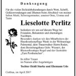 Danksagung Lieselotte Perlitz