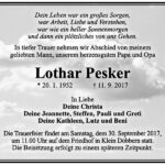 Traueranzeige Lothar Pesker