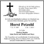 Traueranzeige Horst Petzold