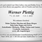 Traueranzeige Werner Plettig