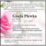 Traueranzeige Gisela Plewka, geb. Müller