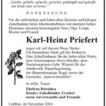 Danksagung Karl-Heinz Priefert