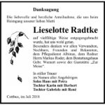 Danksagung Lieselotte Radtke