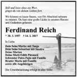 Traueranzeige Ferdinand Reich