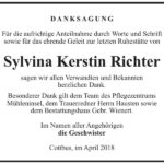 Danksagung Sylvina Kerstin Richter