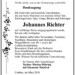 Danksagung Johannes Richter