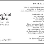 Danksagung Siegfried Richter
