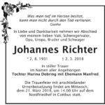Traueranzeige Johannes Richter