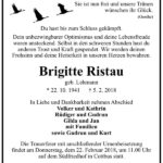 Traueranzeige Brigitte Ristau, geb. Lehmann