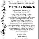 Danksagung Matthias Rönisch
