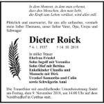 Traueranzeige Dieter Roick