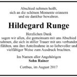 Danksagung Hildegard Runge