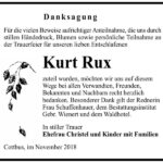 Danksagung Kurt Rux