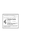Traueranzeige Christa Sachs, geb. Sebastian