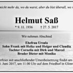 Traueranzeige Helmut Saß