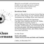 Danksagung Klaus Sauermann