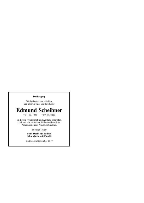 Danksagung Edmund Scheibner