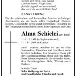 Danksagung Alma Schielei, geb. Baier