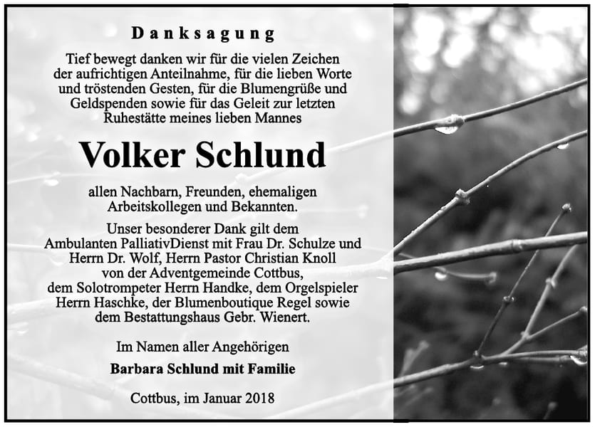 Danksagung Volker Schlund
