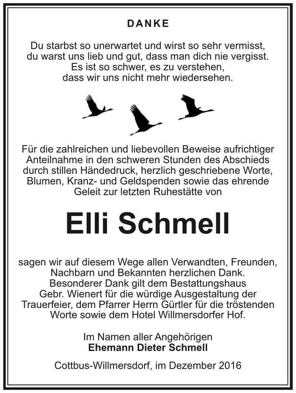 Danksagung Elli Schmell