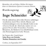 Danksagung Inge Schneider