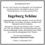Danksagung Ingeburg Schöne