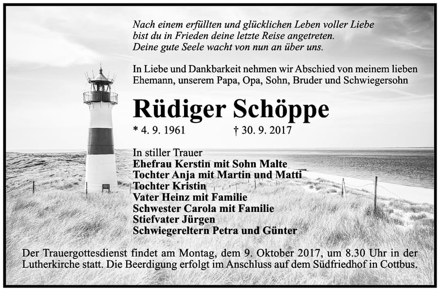 Traueranzeige Rüdiger Schöppe