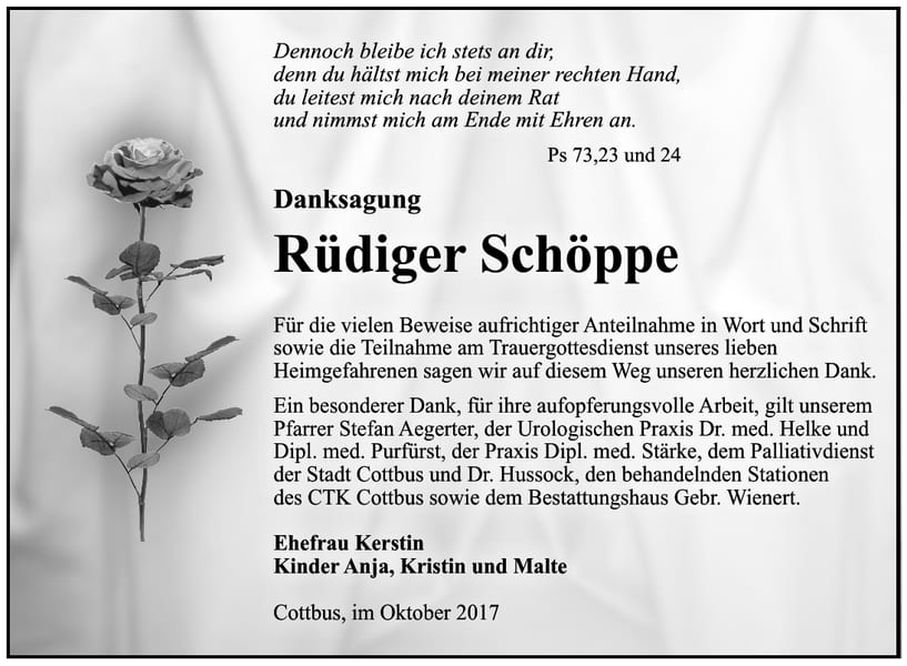 Danksagung Rüdiger Schöppe