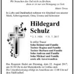 Traueranzeige Hildegard Schulz