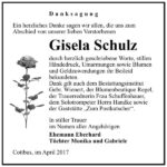 Danksagung Gisela Schulz