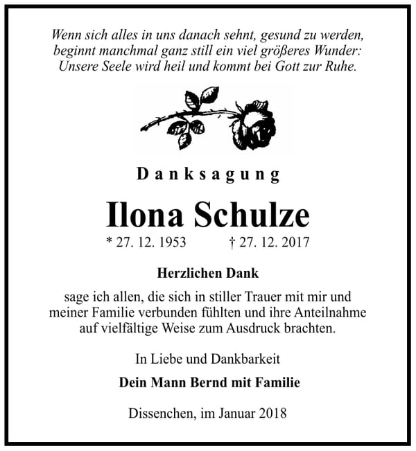 Danksagung Ilona Schulze