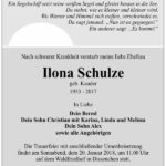 Traueranzeige Ilona Schulze, geb. Kaude