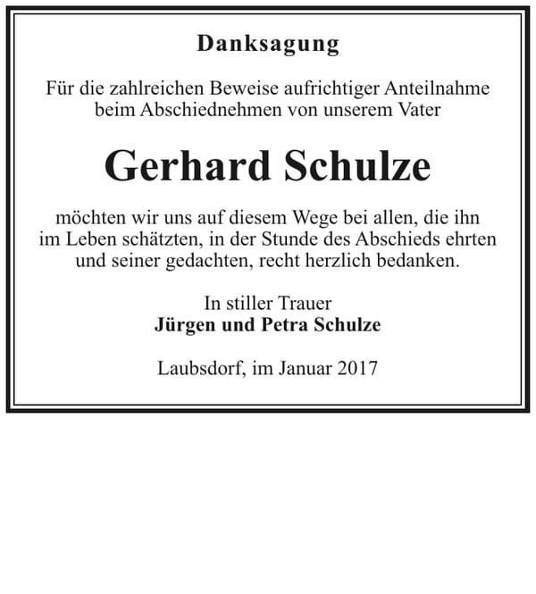 Danksagung Gerhard Schulze