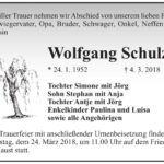 Traueranzeige Wolfgang Schulze