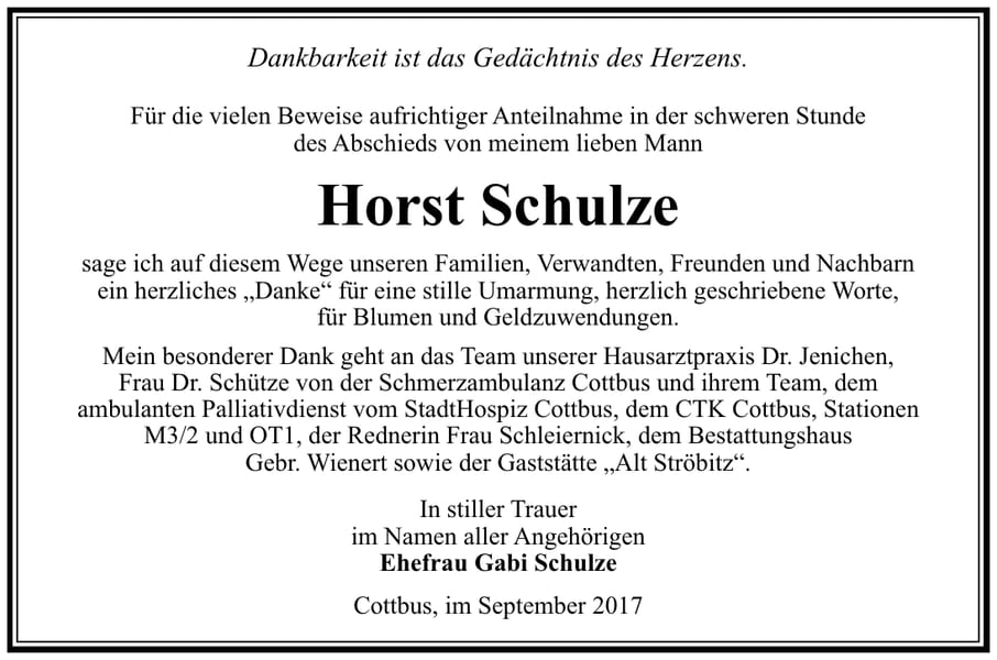Danksagung Horst Schulze