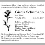 Traueranzeige Gisela Schumann, geb. Klose