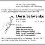 Traueranzeige Doris Schwenke, geb. Schmidt