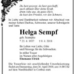 Traueranzeige Helga Sempf, geb. Scarupke