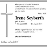 Danksagung Irene Seyberth, geb. Scholtz