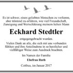 Danksagung Eckhard Stedtler