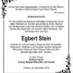 Danksagung Egbert Stein