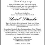 Danksagung Ursel Stiemke