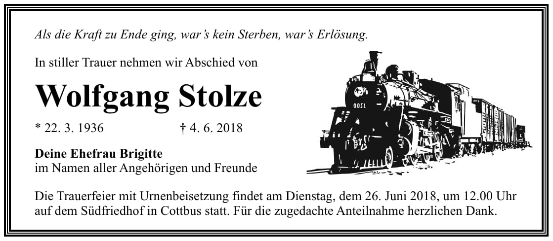 Danksagung Wolfgang Stolze